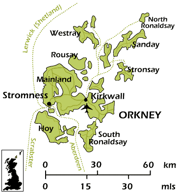 Map of Orkney Islands