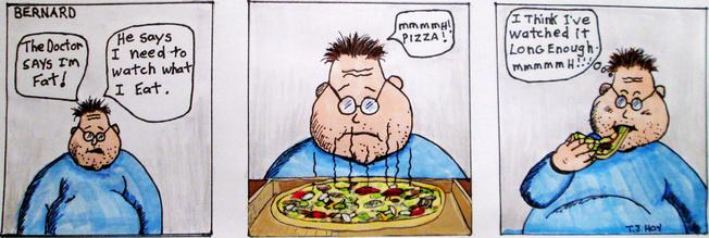 Fat Man eating Pizza